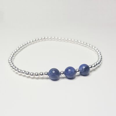 Bracciale Sodalite Triplo Cristallo - Placcato Argento