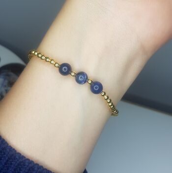 Bracelet Sodalite Triple Cristal - Gold Filled 4