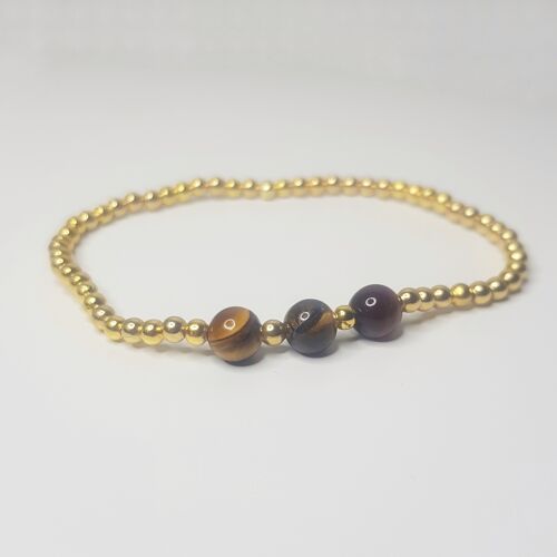 Tigers Eye Triple Crystal Bracelet - Sterling Silver