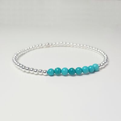Turquoise Dainty Band Bracelet - Silver Plated