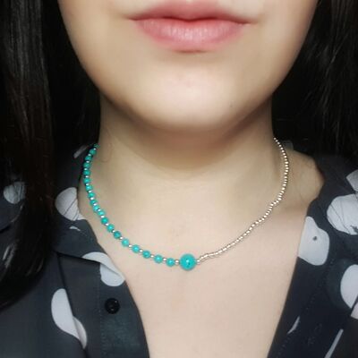 Collier Délicat Turquoise - Plaqué Argent