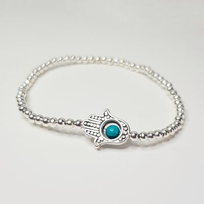 Pulsera Mano Hamsa Turquesa