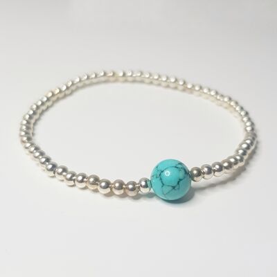 Turquoise Single Dainty Bracelet - Silver Plated