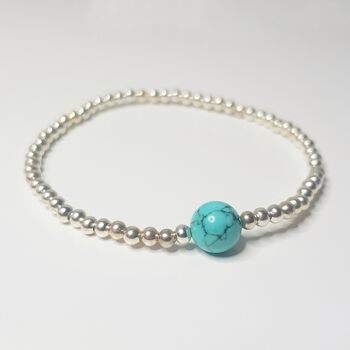 Bracelet Dainty Simple Turquoise - Plaqué Argent 1