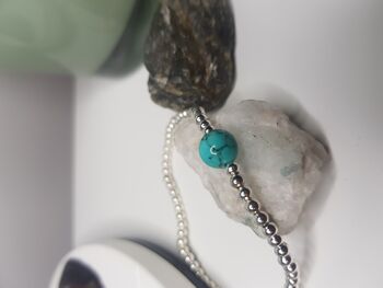 Bracelet Dainty Simple Turquoise - Plaqué Argent 3