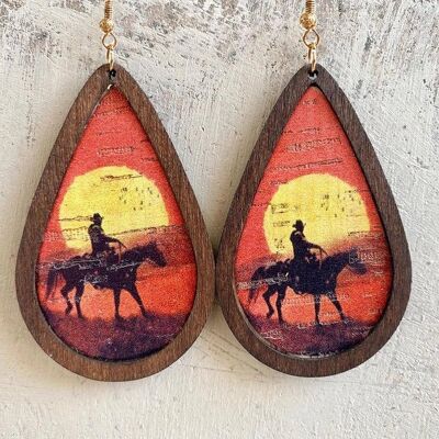 Simple Fashion Western Denim Wooden Women's Earrings