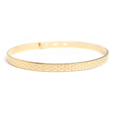 Women's gold-plated tortoiseshell ribbon bangle - ONLY YOU engraving
