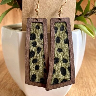 Simple Leopard Print Western wooden Leather Women's Earrings