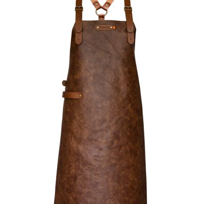 Xapron leren (BBQ) schort Atlanta schouderband (XL, Brandy)