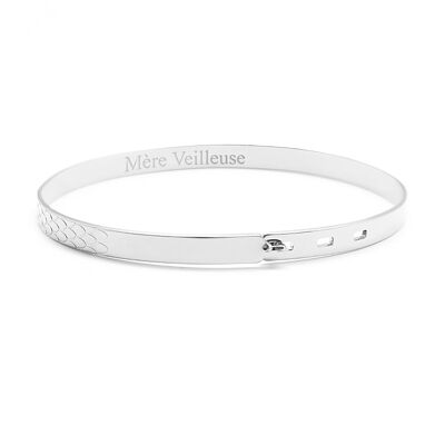 Brazalete de cinta de escamas de plata 925 para mujer - grabado MÈRE VEILLEUSE