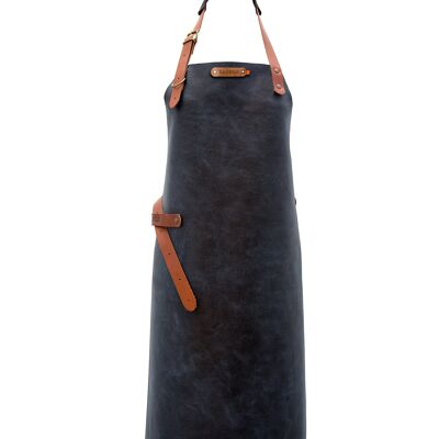 Xapron leather (BBQ) apron Kansas (M, Blue)