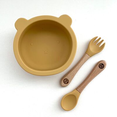 Mustard 'CUB' Silicone Dinnertime set