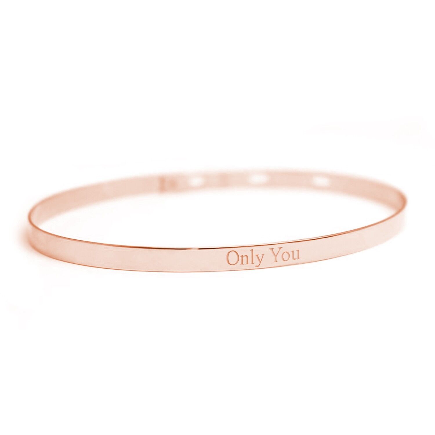 Bracciale rigido da donna con nastro placcato oro rosa - Incisione ONLY YOU