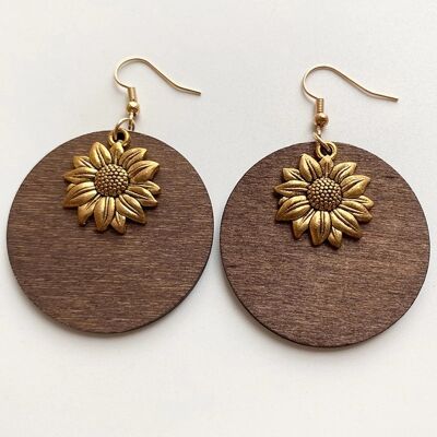 Sunflower Wooden Ethnic Style Women's Earrings Accessories
