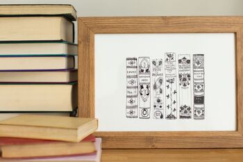 Jane Austen romans livre dos encre dessin Art impression en Monochrome - A5 - 14,8 x 21 6