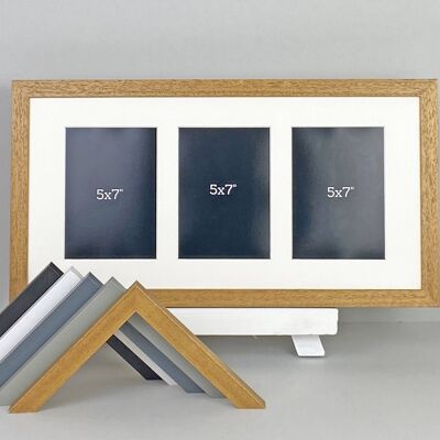 25x50cm. Multi Aperture Photo Frame. Holds Three 5x7" Photos