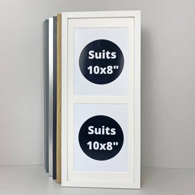 25x60cm Multi Aperture Photo Frame. Holds Two 10x8" Photos.