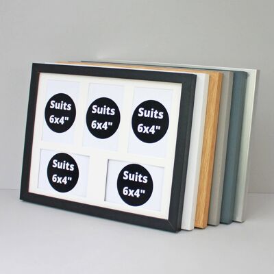 30x40cm Multi Aperture Photo Frame. Holds Five 6x4" Photos