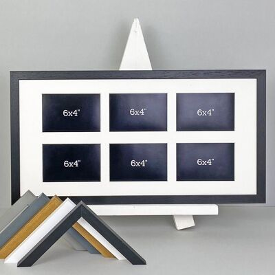 Multi Aperture Frame. Holds Six 6x4" Photos. 30x60cm (62)