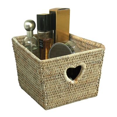 White ceruse Frisson square heart basket