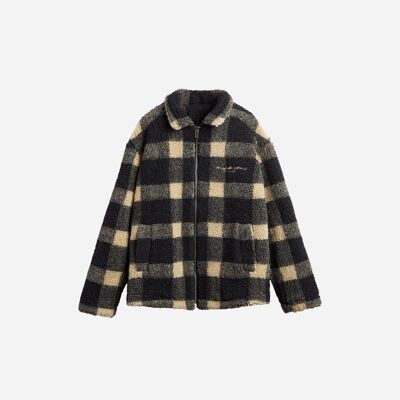 Beige Check Borg Jacket