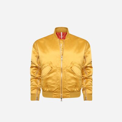 Signature Satin Gold Bomber Jacket