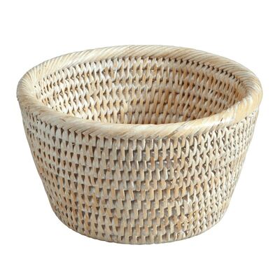Welcome round basket Limed white