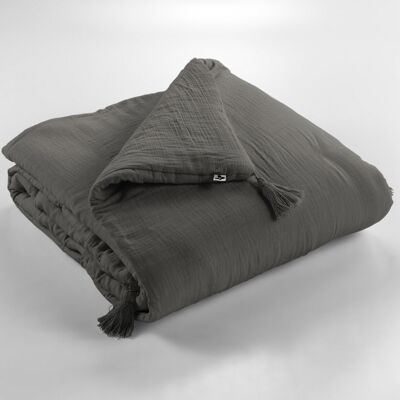 Cotton Gauze Bed End 90 x 200 cm GAÏA Granit