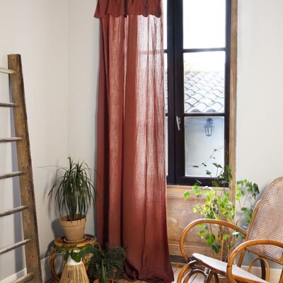 Verstellbarer Vorhang + 8 Clipringe Baumwollgaze 140 x 300 cm GAÏA Terrakotta