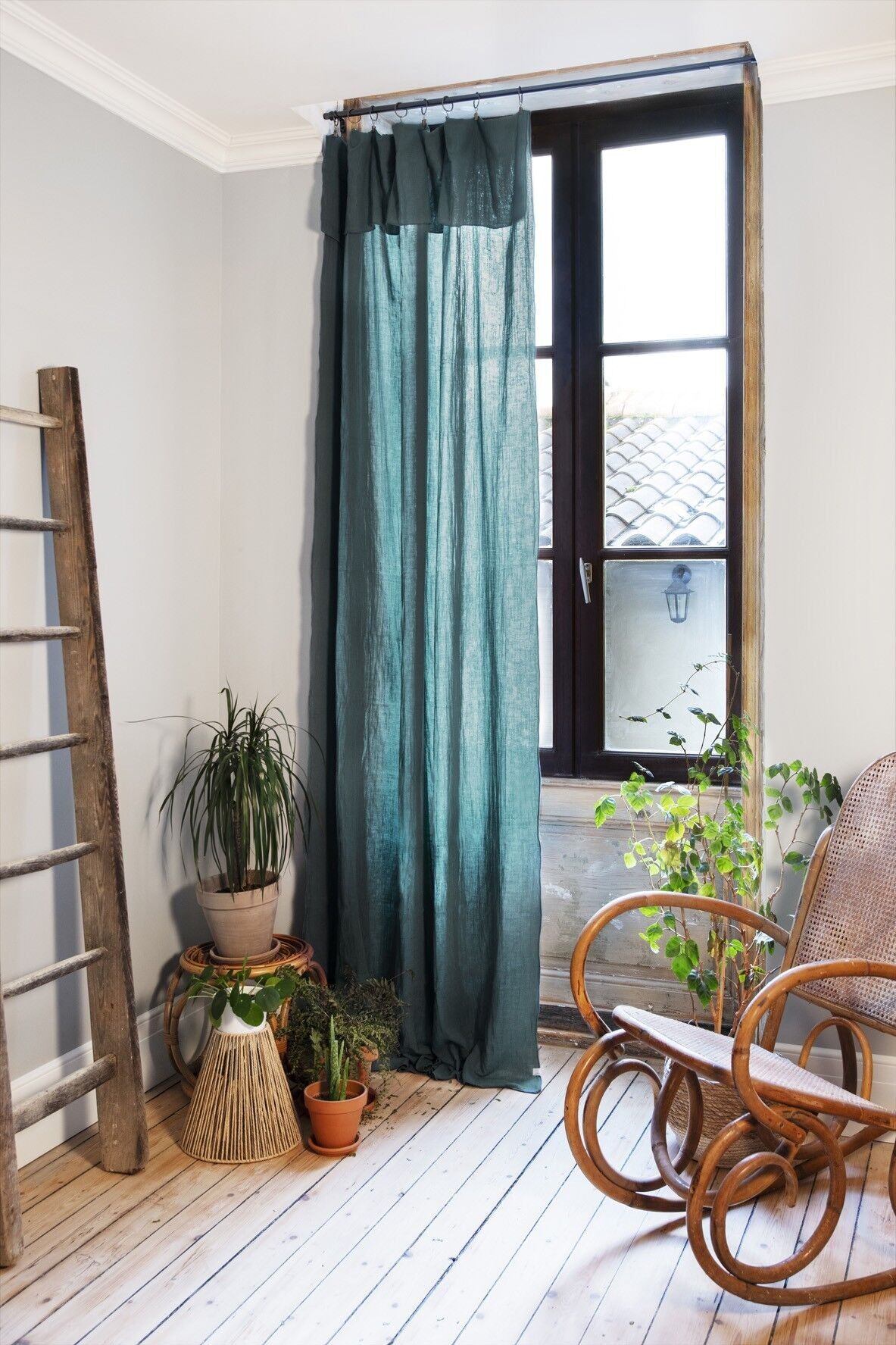 Cortina ajustable + 8 anillas de clip Gasa de algodón 140 x 300 cm Pato GAÏA