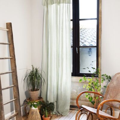 Adjustable curtain + 8 clip rings Cotton gauze 140 x 300 cm GAÏA Water green