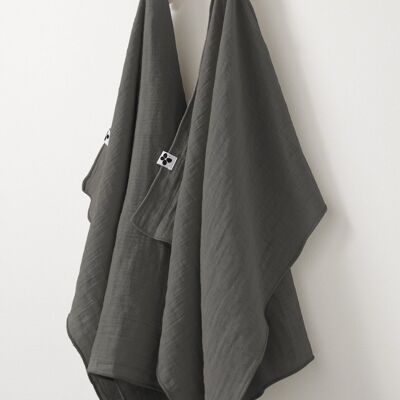 2er-Set Handtücher aus Baumwollgaze 50 x 70 cm GAÏA Granit