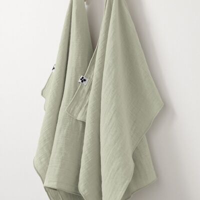 Set of 2 cotton gauze hand towels 50 x 70 cm GAÏA Water green