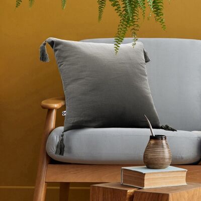 Cushion with removable covers Cotton gauze 40 x 40 cm GAÏA Granit