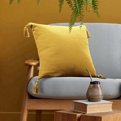 Cushion with removable cover Cotton gauze 40 x 40 cm GAÏA Safran