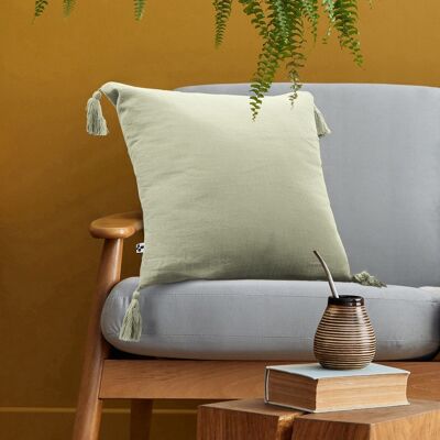 Cushion with removable cover Cotton gauze 40 x 40 cm GAÏA Green water