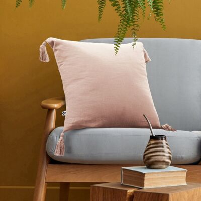 Cushion with removable cover Cotton gauze 40 x 40 cm GAÏA Marshmallow