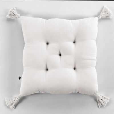 5-point padded cushion with pompoms Cotton gauze 40 x 40 cm GAÏA Chantilly