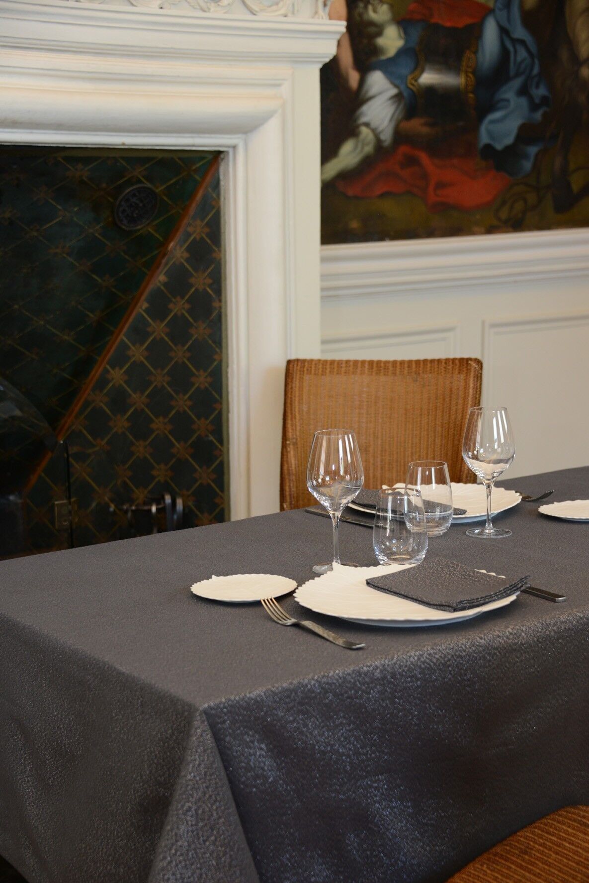 Nappe polycoton fils lurex 150 x 240 cm ETINCELLE Anthracite