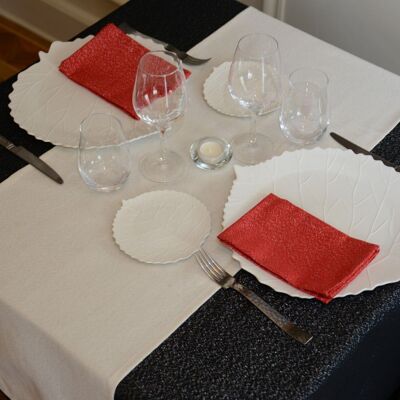 Set mit 3 Handtüchern aus Polycotton-Lurexgarn 40 x 40 cm ETINCELLE Rot