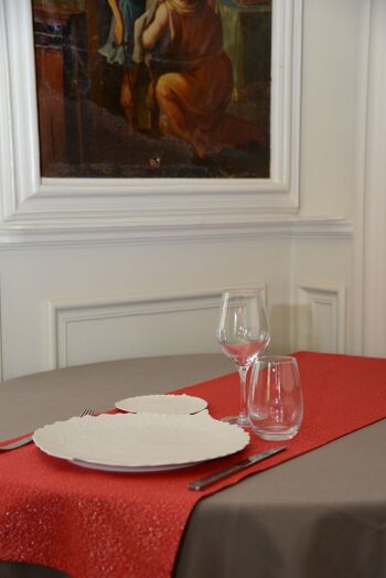 Chemin de table polycoton fils lurex 40 x 140 cm ETINCELLE Rouge