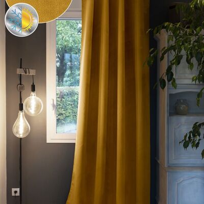 Blackout curtain + fleece 140 x 280 cm LAPONIE Mustard