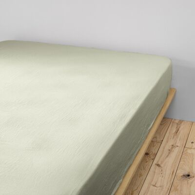 Drap housse Gaze de Coton 90 x 190 cm GAÏA Vert d'eau