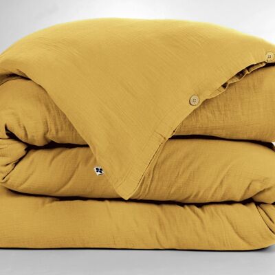 Bettbezug aus Baumwollgaze 200 x 200 cm GAÏA Safran