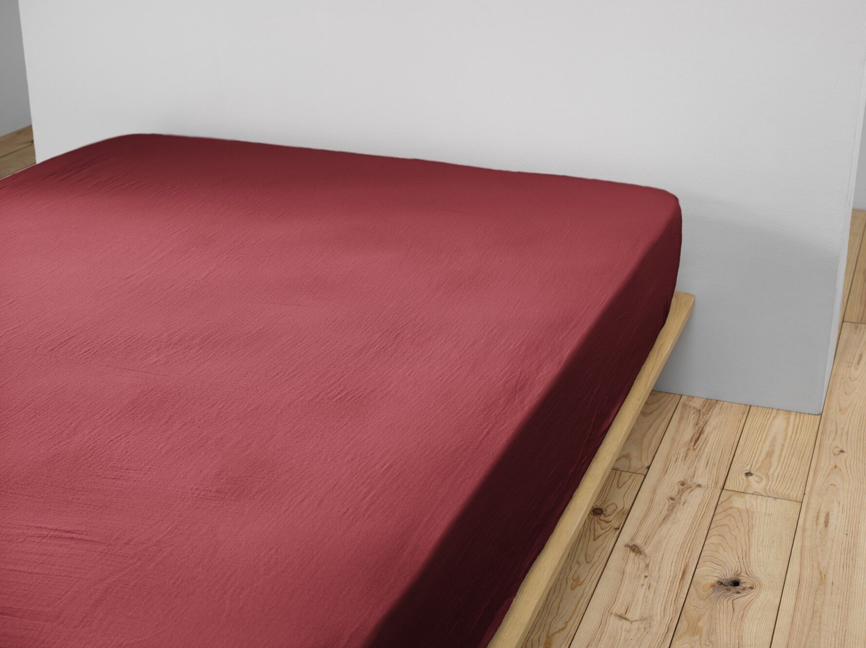 Cotton gauze fitted sheet 90 x 190 cm GAÏA Burgundy