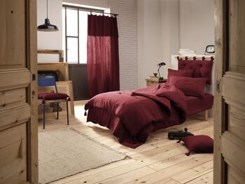 Drap housse Gaze de Coton 90 x 190 cm GAÏA Lie de vin 3