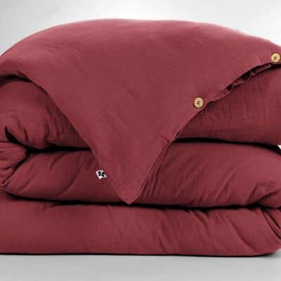 Cotton gauze duvet cover 260 x 240 cm GAÏA Burgundy