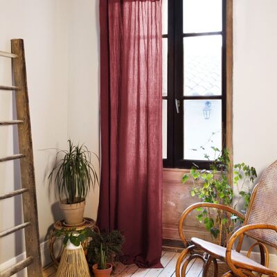 Adjustable curtain + 8 clip rings Cotton gauze 140 x 300 cm GAÏA Burgundy