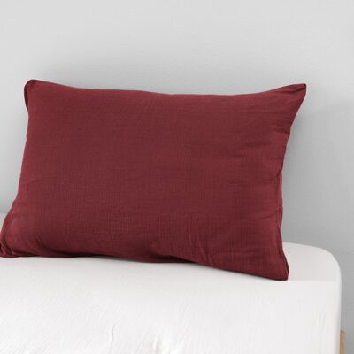 Cotton gauze pillowcase 50 x 70 cm GAÏA Burgundy