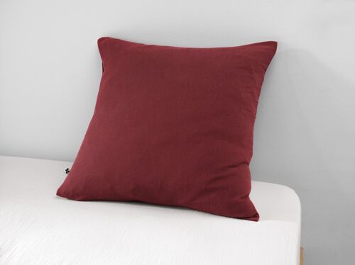 Taie d'oreiller Gaze de coton 60 x 60 cm GAÏA Lie de vin
